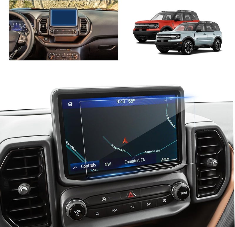 BSTW Bronco Screen Protector 8 In for 2021-2024 Ford Bronco/Bronco Sport Base/Big Bend/Outer Banks/Badlands SYNC 3 8-In Touchscreen Anti-Scratch Tempered Glass Protective Film (Bronco Sport 8-In HD) - Image 1